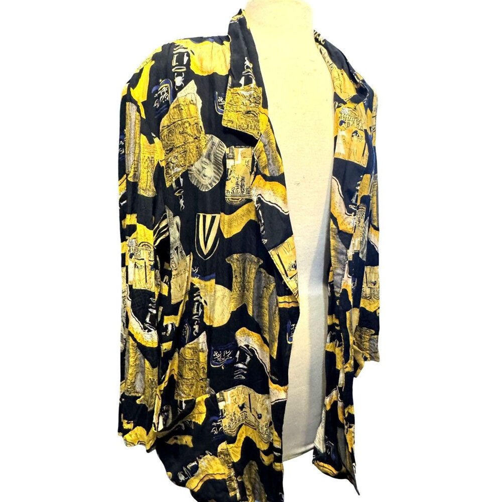 Accent Ltd. Womens Egyptian Inspired Open Cardigan Jacket Size 16 Black/Yellow V